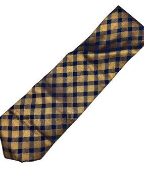 Charvet Men's 100% Silk Neck Tie Gold and Blue Diamond • France